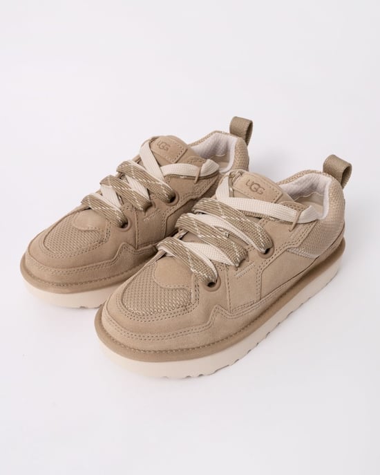 Zapatillas de Sueda con Doble Cierre de Encaje para Mujer en Beige - Image 4