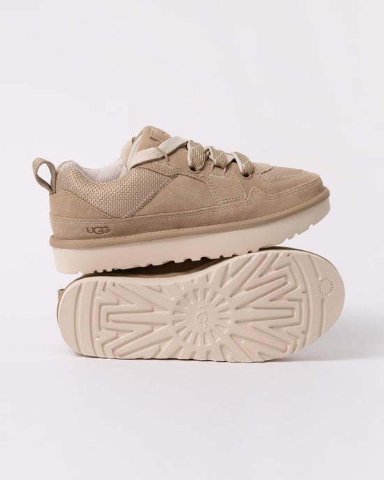 Zapatillas de Sueda con Doble Cierre de Encaje para Mujer en Beige - Image 6