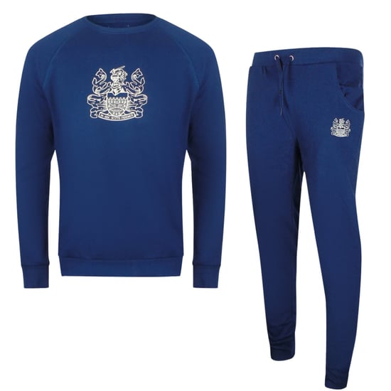 Conjunto De Chándal De Cuello Redondo Azul Marino Con Escudo Icónico De Aquascutum - Image 1
