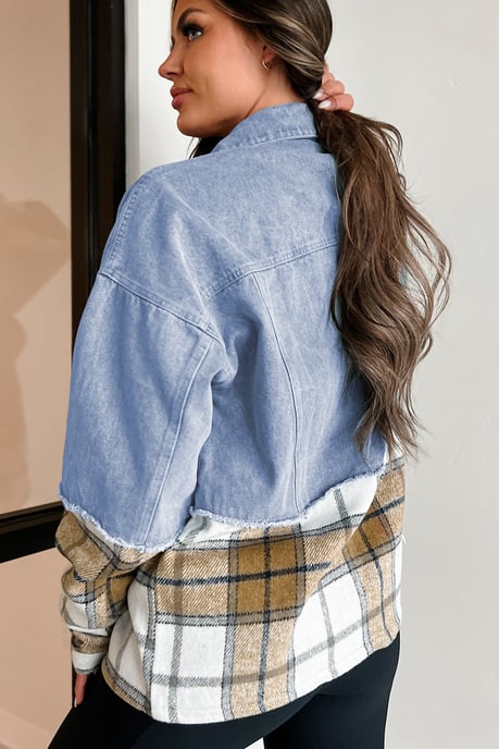 Chaqueta de franela a cuadros de mezclilla - Image 2