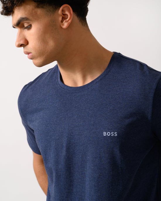Camiseta de loungewear de algodón elástico para hombre en azul oscuro - Image 2