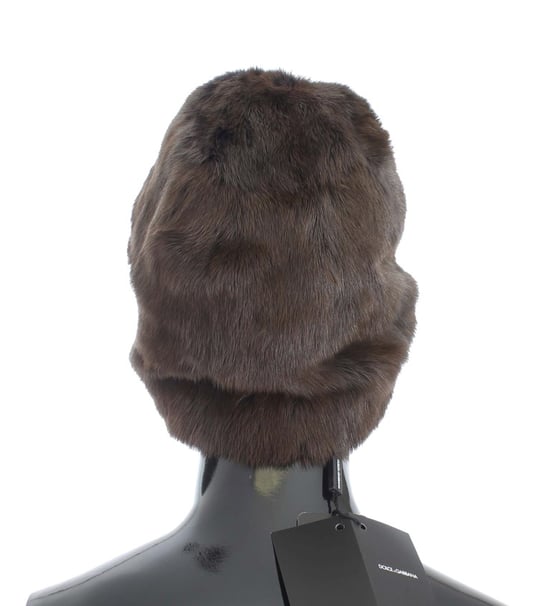 Gorro de mujer de piel de marta cibelina marrón lujoso de Dolce & Gabbana - Image 3