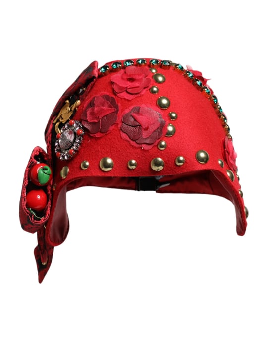 Broche de Sombrero Embellecido con Rosas Doradas de Cristal Rojo - Image 1