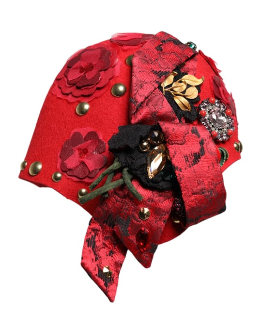 Broche de Sombrero Embellecido con Rosas Doradas de Cristal Rojo - Image 2