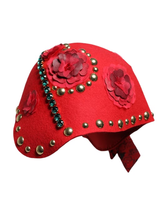 Broche de Sombrero Embellecido con Rosas Doradas de Cristal Rojo - Image 3