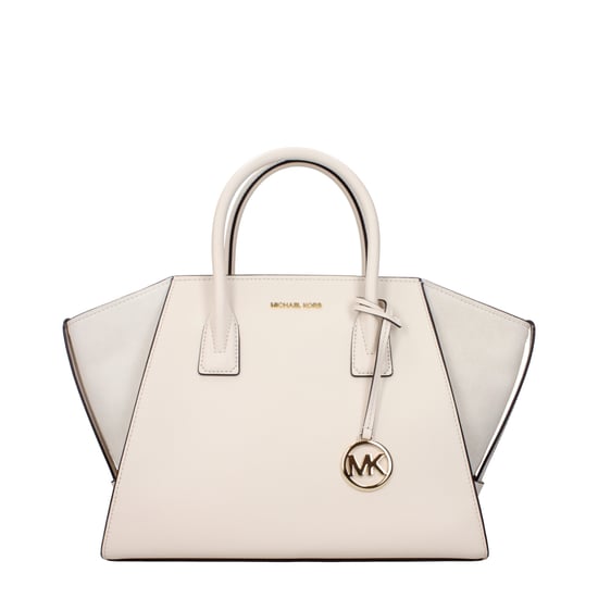 Bolso de mano de cuero beige - Image 1