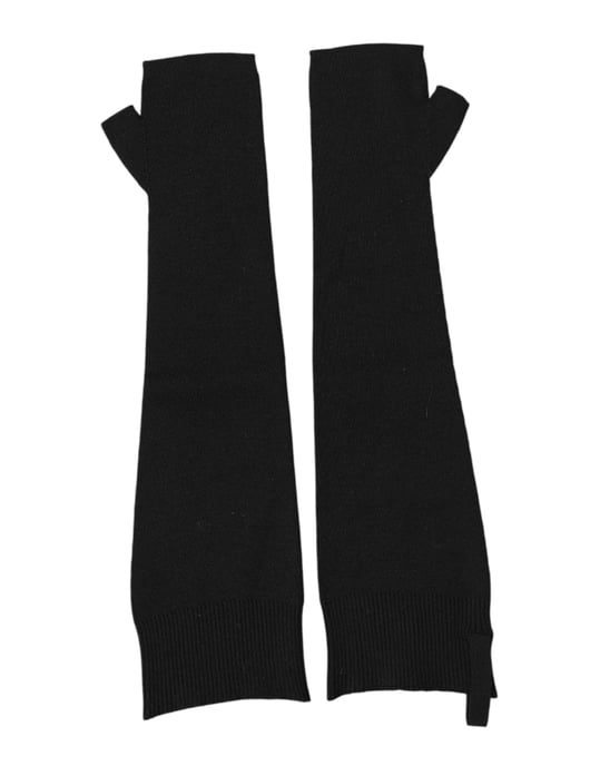 Guantes sin dedos para hombres de lana virgen negra - Image 3
