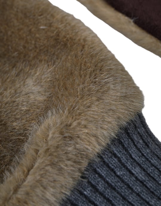 Guantes Mitones de Piel de Acrílico Tejidos Color Beige - Image 4