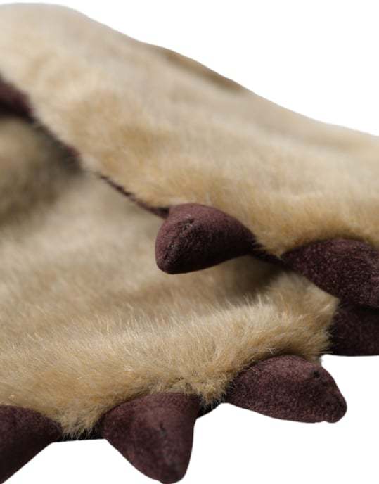 Guantes Mitones de Piel de Acrílico Tejidos Color Beige - Image 5