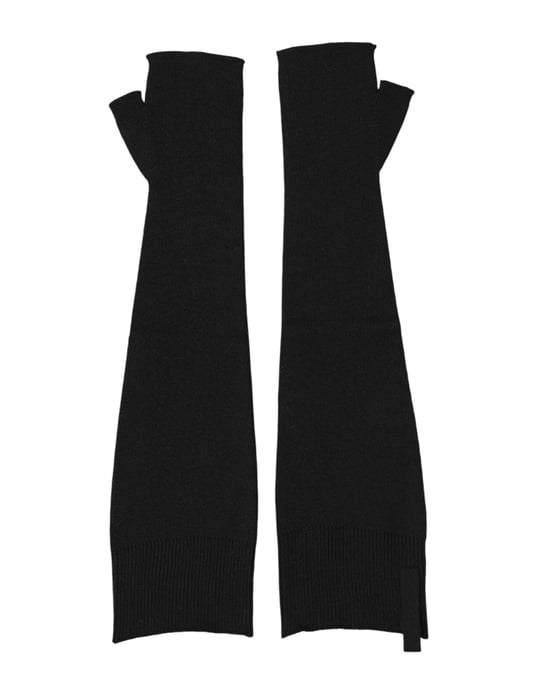 Guantes sin dedos para hombre de lana virgen negra tejida - Image 2