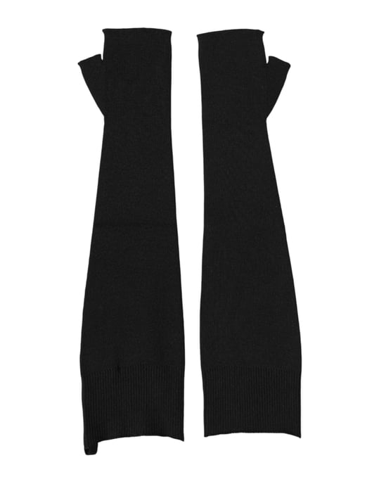 Guantes sin dedos para hombre de lana virgen negra tejida - Image 3