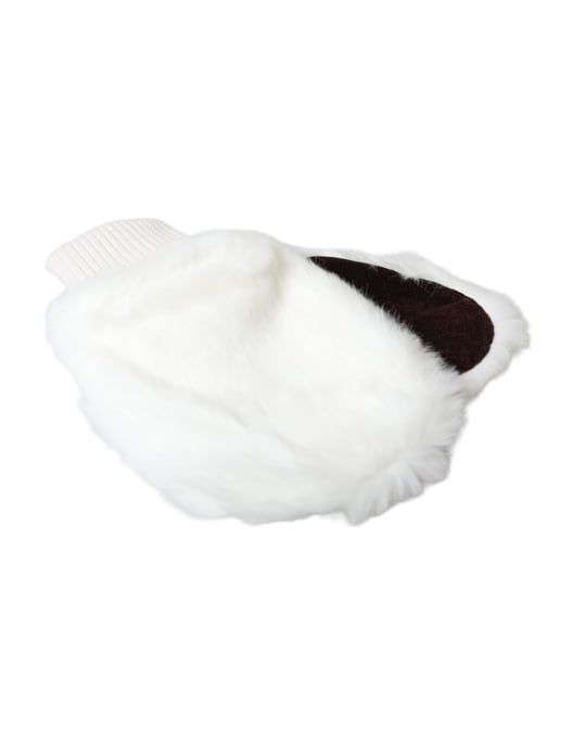 Guantes de muñeca de piel de acrílico blanco tejida - Image 2