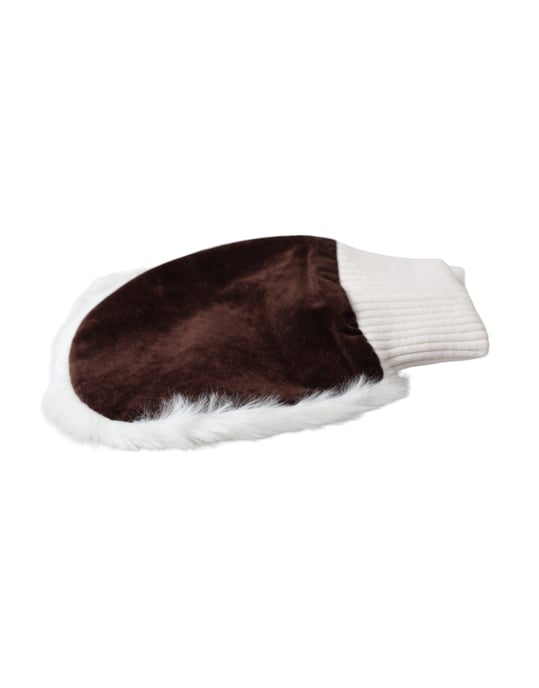Guantes de muñeca de piel de acrílico blanco tejida - Image 4