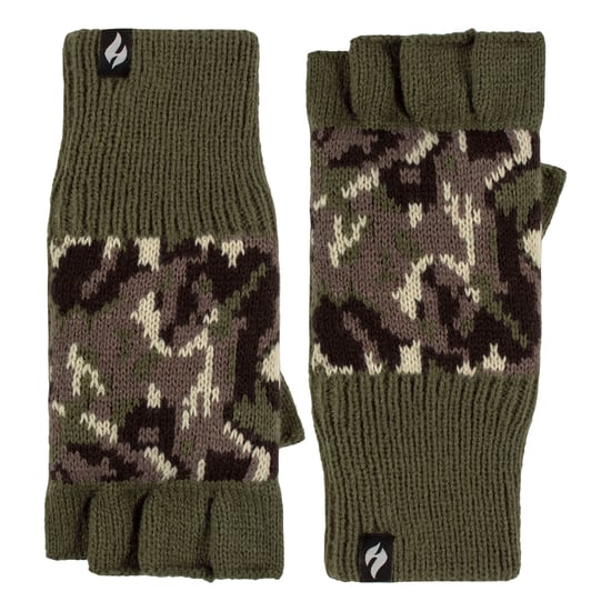 Guantes térmicos sin dedos de invierno forrados de forro polar para hombres, 3.2 TOG, en caqui y azul marino - Image 5