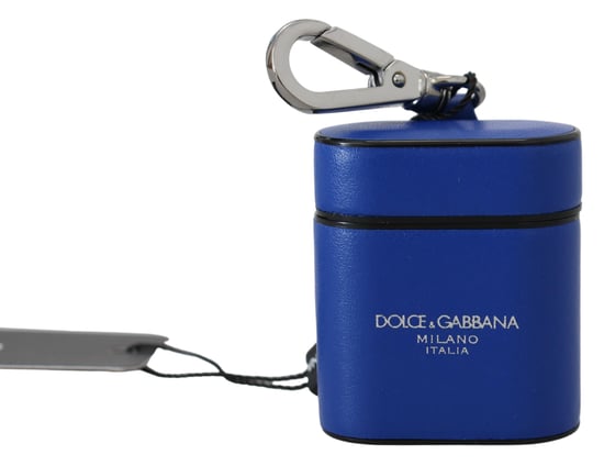 Estuche para AirPods de Mujer en Cuero Azul Elegante de Dolce & Gabbana - Image 1