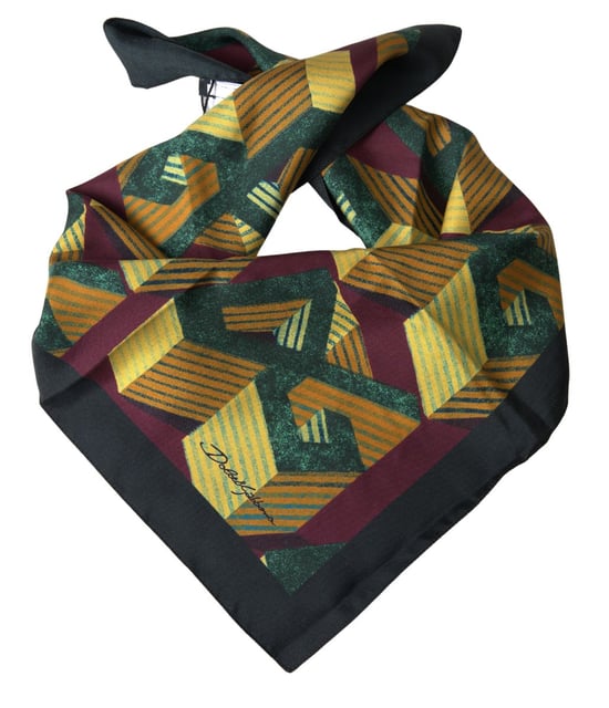 Pañuelo de Seda con Estampado Geométrico - Image 3