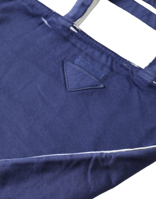Bolso de Compras de Tela de Jersey Azul con Logo y Asas - Image 2