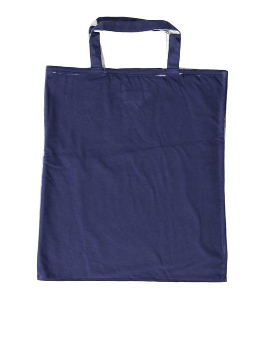 Bolso de Compras de Tela de Jersey Azul con Logo y Asas - Image 3