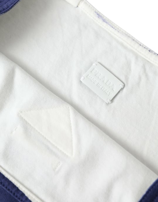 Bolso de Compras de Tela de Jersey Azul con Logo y Asas - Image 4