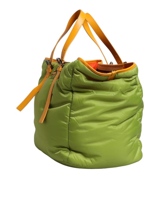 Bolso Bandolera de Nylon Verde Acolchado con Placa de Logo - Image 2