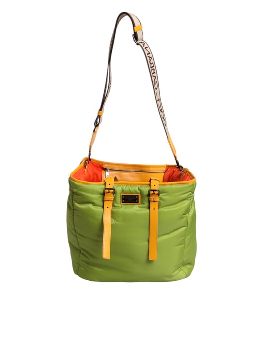Bolso Bandolera de Nylon Verde Acolchado con Placa de Logo - Image 4