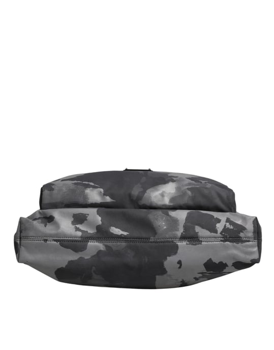 Bolso tote de algodón camuflaje gris con múltiples compartimentos - Image 5