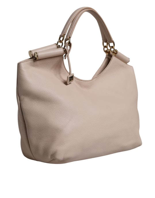 Bolso de mano con placa de logo de cuero de ciervo rosa claro - Image 2