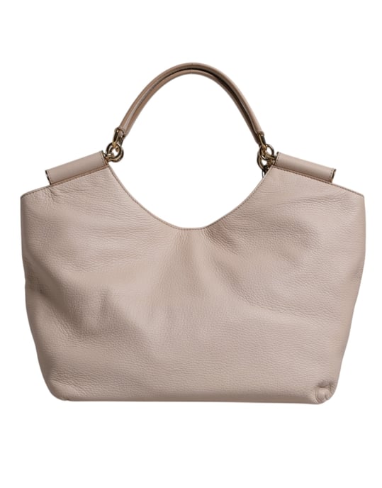 Bolso de mano con placa de logo de cuero de ciervo rosa claro - Image 3