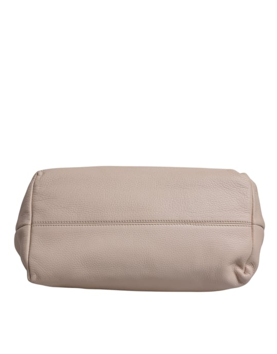 Bolso de mano con placa de logo de cuero de ciervo rosa claro - Image 4