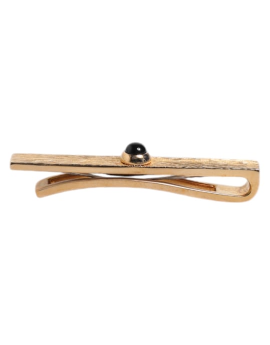 Clip de corbata con barra de latón tono dorado y zafiro negro - Image 3
