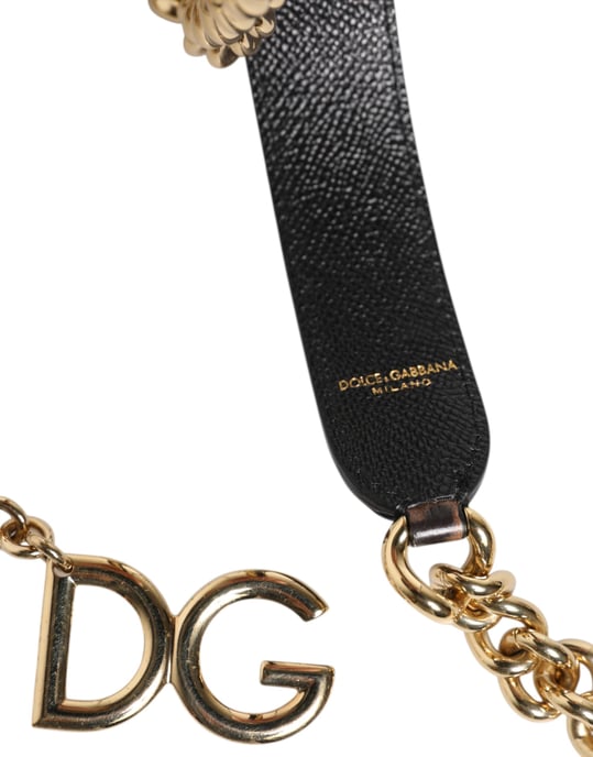 Correa de hombro de cadena de latón dorado con diseño de leopardo marrón - Image 3