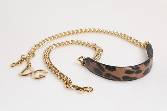 Correa de hombro de cadena de latón dorado con diseño de leopardo marrón - Image 4