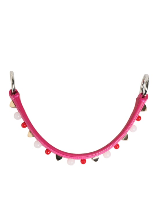 Tira de cuero adornada rosa para bolso de mujer - Image 4
