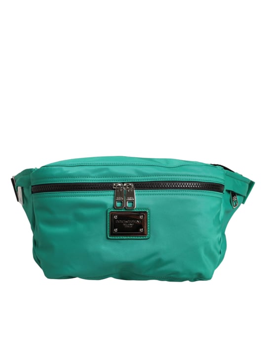 Mochila de Cintura de Nylon con Placa de Logo Verde para Hombre - Image 1