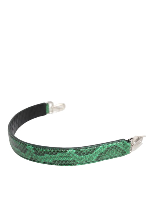 Bolso de cuero exótico negro y verde con correa para el hombro - Image 1