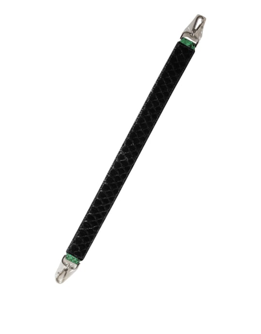 Bolso de cuero exótico negro y verde con correa para el hombro - Image 4