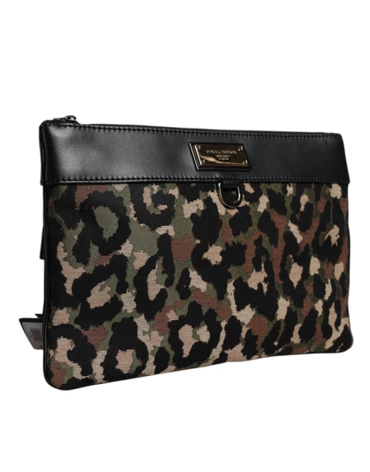 Bolso con placa de logo de jacquard de leopardo multicolor - Image 2