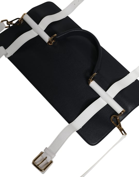 Bolso Cruzado de Piel de Ternera Azul y Blanco - Image 4