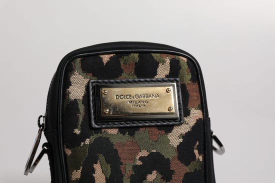 Bolso con Correa de Cuello de Placa de Logo de Jacquard de Leopardo Multicolor - Image 5