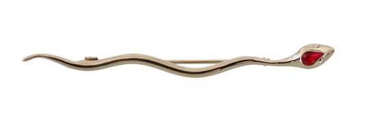 Broche Pin de Serpiente de Cristal de Latón Plateado - Image 1