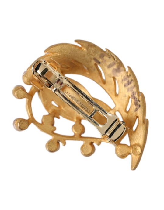 Broche de joyería con hojas de latón dorado y pinza para el cabello - Image 2