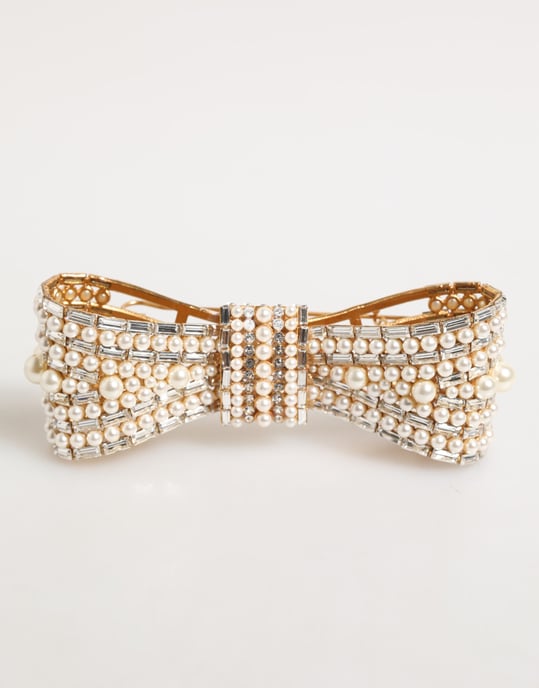 Broche Embellecido con Cristal de Vidrio, Perlas Simuladas y Latón Dorado - Image 1