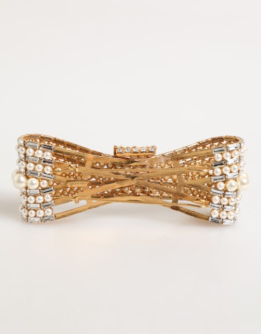 Broche Embellecido con Cristal de Vidrio, Perlas Simuladas y Latón Dorado - Image 3