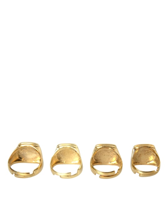 Juego de 4 anillos de esmalte de latón dorado KING - Image 4
