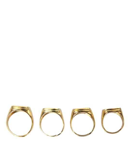 Juego de 4 anillos de esmalte de latón dorado KING - Image 5