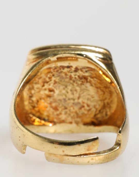 Anillos Ajustables 'J' de Bronce Real con Esmalte Negro en Tonalidad Dorada - Image 4