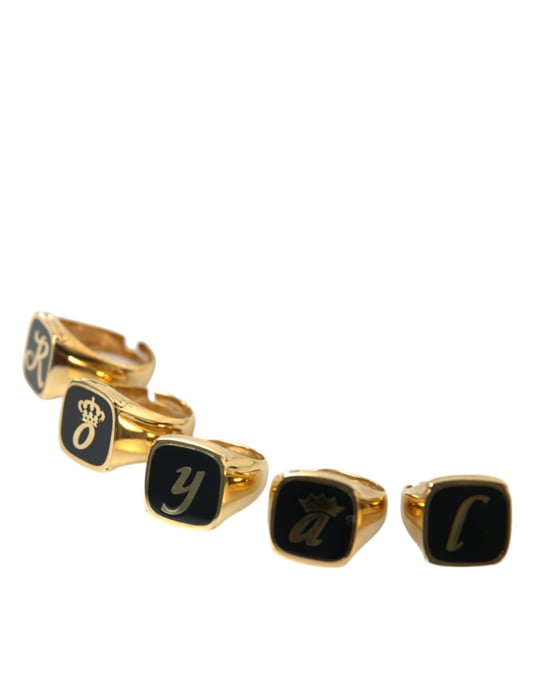 Juego de 5 anillos de oro, latón y esmalte ROYAL - Image 3