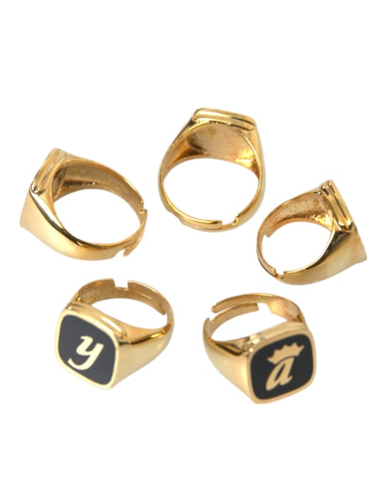 Juego de 5 anillos de oro, latón y esmalte ROYAL - Image 4