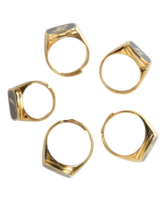 Juego de 5 anillos de oro, latón y esmalte ROYAL - Image 5