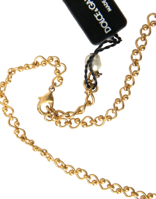 Collar con Charm de Perla en Cadena de Latón Dorado - Image 2